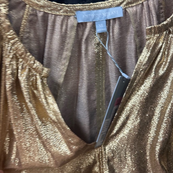 NWT ANTONIO MELANI Raffaella Metallic Split V-Long Sleeve Tie Waist Dress - Picture 5 of 8